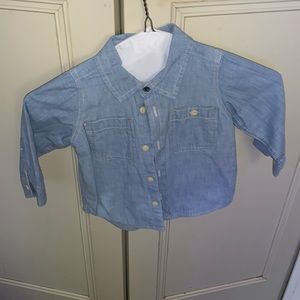 Long sleeve button down denim shirt